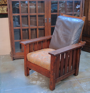 L. & J. G. Stickley Onondaga Large Morris Chair, fine original finish.